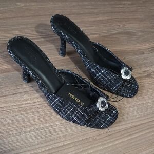 Forever 21 Black Tweed Women's Heels